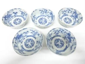 古伊万里　染付　松竹梅　大なます皿　5客